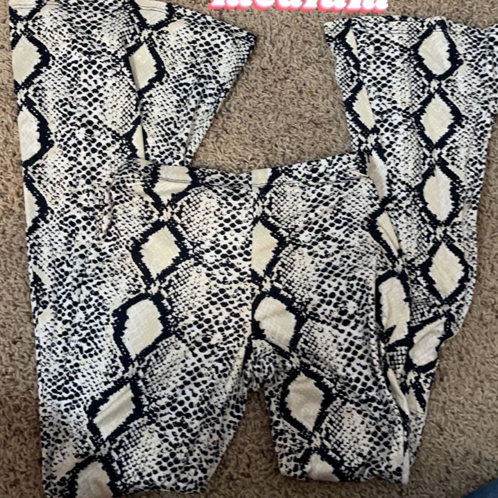 Snakeskin flare pants